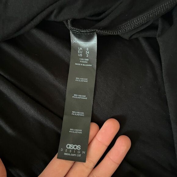 ASOS DESIGN plunge curve hem mini dress with ruched waist in black black size 2 - Picture 6 of 10